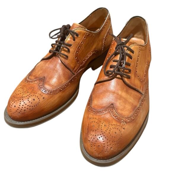 NWOT Magnanni Tormo Men's Cognac Lace-Up Wingtip Derby Oxfords 8 US (18798)